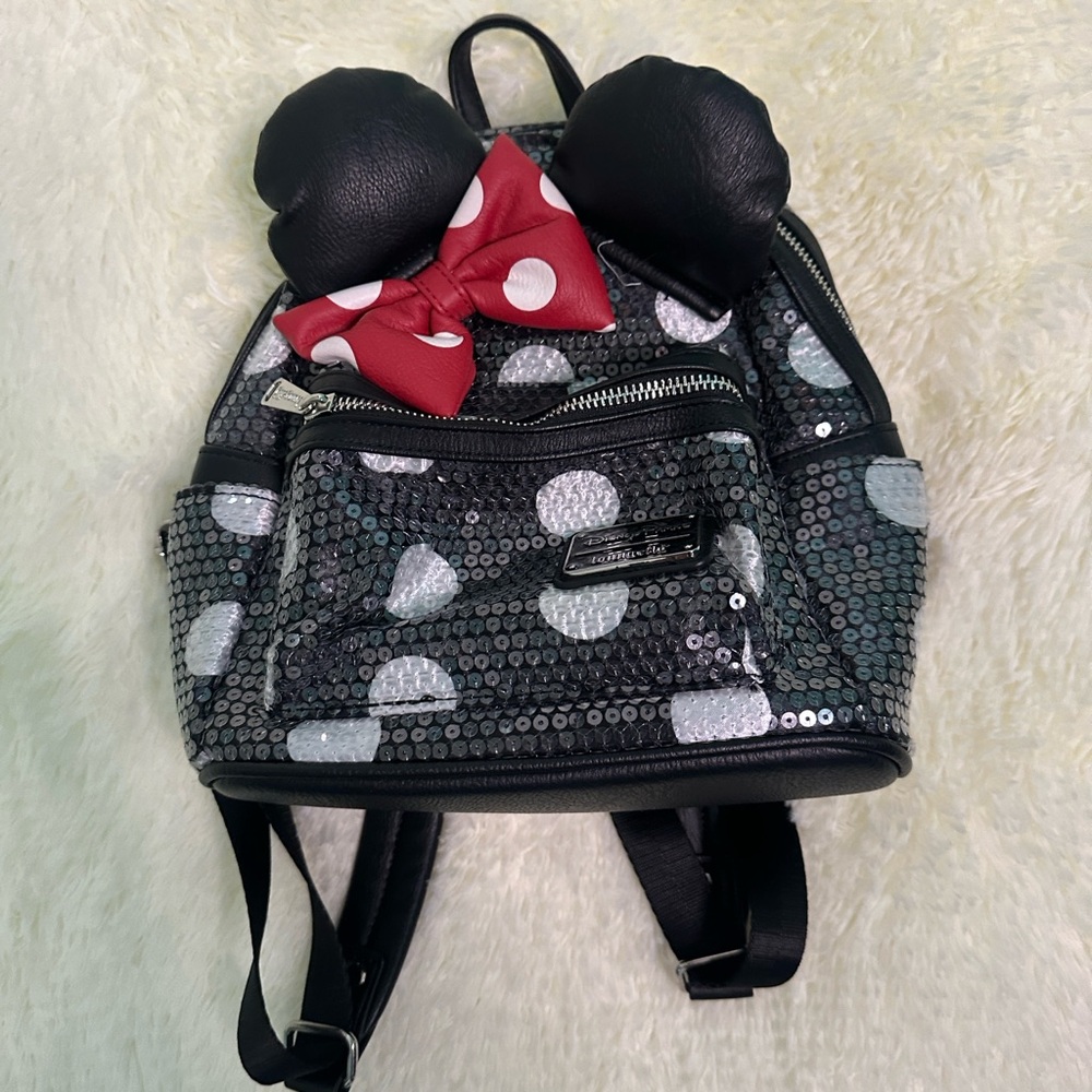 Disney Sequin Minnie Mouse Backpack - Black and Red